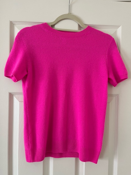 Caslon Wool and Cashmere Blend Short Sleeve Sweater in Pink Raspberry, Size XS - Picture 2 of 8